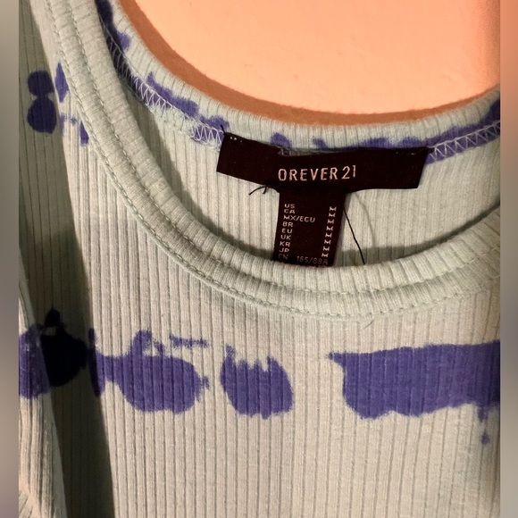 Forever 21 Tie Dye‎ Blue Cropped Tank Top Adjustable Sides Women's Medium - Picture 3 of 4